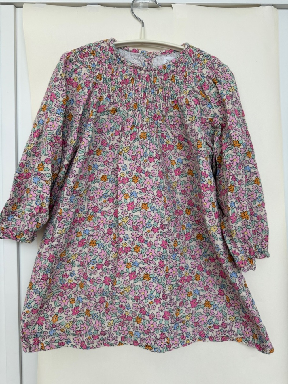 Zara Pink Floral Smocked Casual Dress